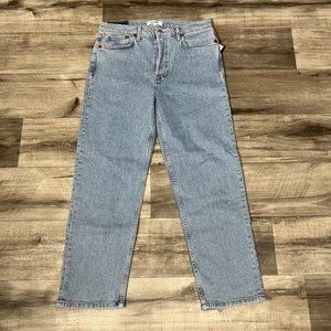 RE/DONE 70s Stove Pipe High Rise Straight Leg Light Wash Hem Jeans NWT Sz 29